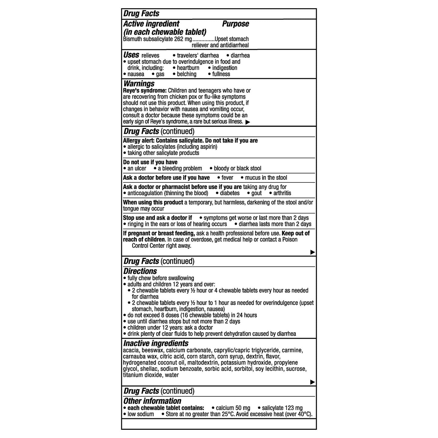 Pepto Bismol Chews, Upset Stomach Relief, Nausea Relief, Heartburn Relief, Indigestion Relief, Anti Diarrhea Medication for Adults - 5 Symptom Fast Relief, 72 Chewable Tablets (3x24 ct)