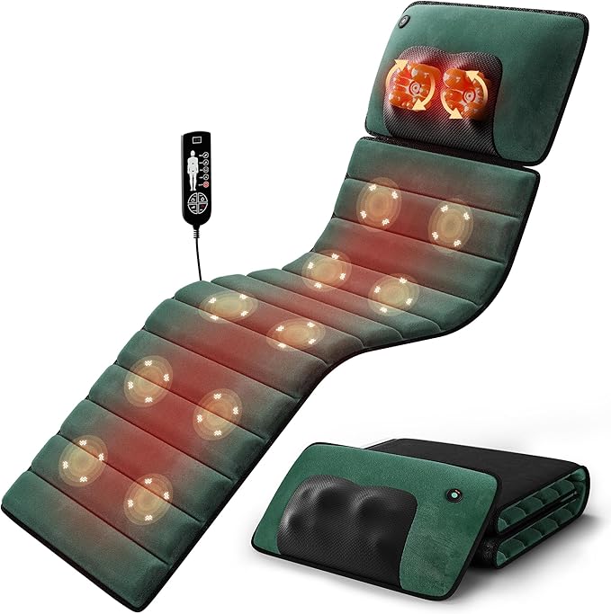 Himouta Full Body Massage Mat with Heat, Detachable Massager Pad Deep Tissue Pain Relief,10 Vibrating Motors and 9 Speed S...