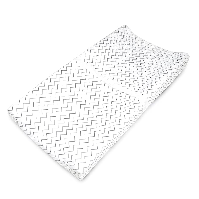 American Baby Company Printed 100% Cotton Knit Fitted Contoured Changing Table Pad Cover - Compatible with Mika Micky Bassinet, Gray Zigzag, for Boys and Girls