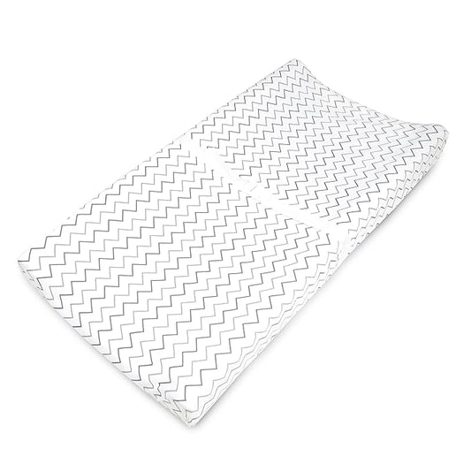 American Baby Company Printed 100% Cotton Knit Fitted Contoured Changing Table Pad Cover - Compatible with Mika Micky Bassinet, Gray Zigzag, for Boys and Girls