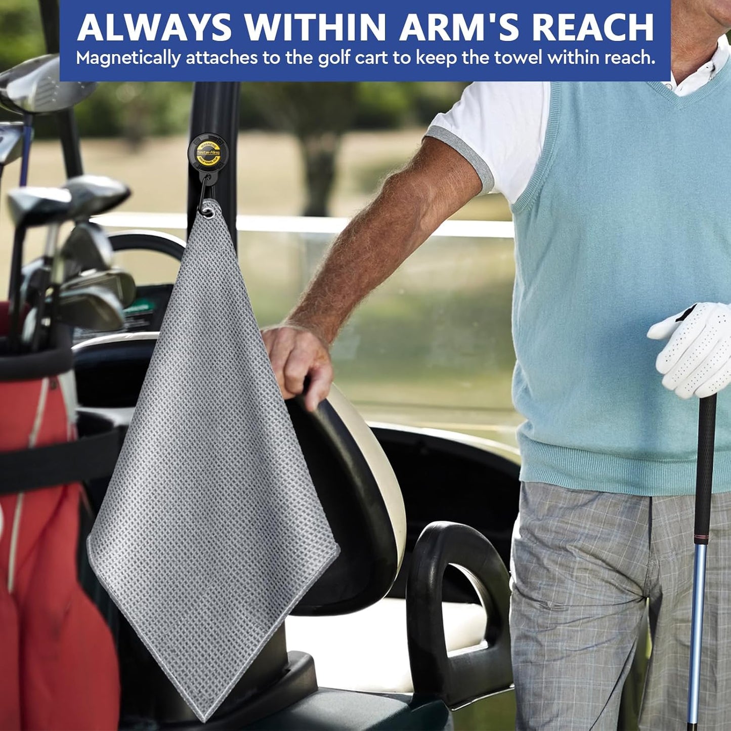 Magnetic Golf Towel Clip Set - Strong Magnet Hold, Removable & Easy Clean, Men's Golf Gift