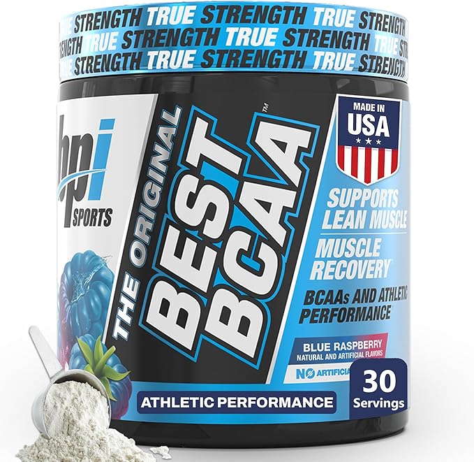 BPI Sports BEST BCAA - BCAA Powder Post Workout Sports Drink with Branched Chain Amino Acids for Hydration & Recovery, for Men & Women - Blue Raspberry - 30 Servings