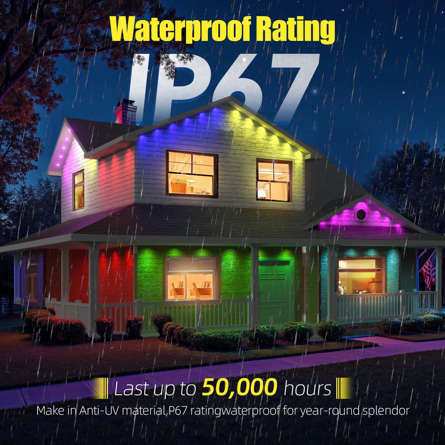 Yolsunes Permanent Outdoor Lights  200Ft Rgb+Ic Smart Led Eaves Lights  Ip67 Waterproof Outdoor Decor With App/Remote Control For Christmas  Halloween  Holiday  Daily  Party