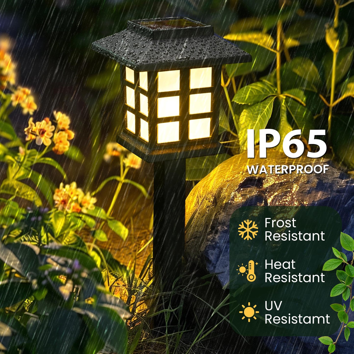 GIGALUMI Solar Outdoor Lights, LED 12 Pack, Warm White, Waterproof, Model FXD-12 for Garden, Path, Yard, Patio, Driveway