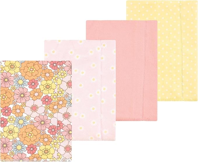 Luvable Friends Hudson Baby Flannel Burp Cloths 4pk, Floral Bliss