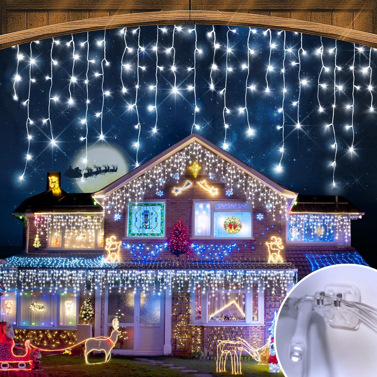Jeayydsi 52Ft Christmas Lights Outdoor Decorations 480Led Fairy String Light 12 Lighting Modes With Timer Memory Waterproof Christmas Light For Yard Roof Party Holiday Wedding Garden Decor