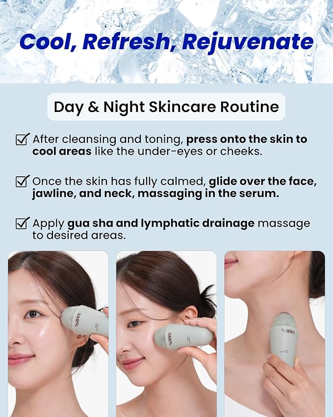 Ice Roll Serum | Cooling Face Roller with Serum for Depuffing, Under Eye Bag, Hydrating, Soothing & Pore Tightening with Panthenol & Tannin | Korean Skin Care & Gua Sha Facial Tool | 1.69 Fl Oz
