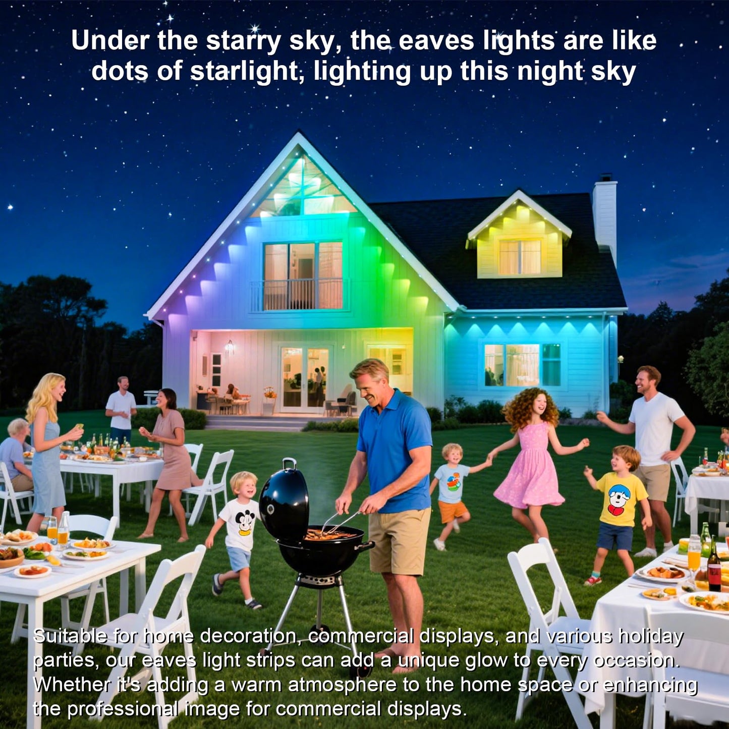 INZIDOL 200FT RGB Eave Lights, IP67 Waterproof Smart LED with App/Remote Control for Outdoor Decor