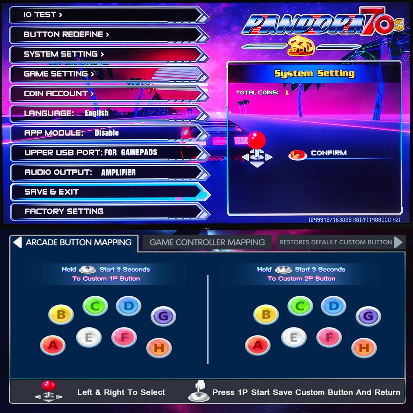 RegiisJoy 30000 in 1 Pandora's Box 70S Arcade Game Console Retro Game Machine for PC & Projector & TV, 2-4 Players, 1280X720, 3D Games, Search/Hide/Save/Load/Pause Games, Favorite List