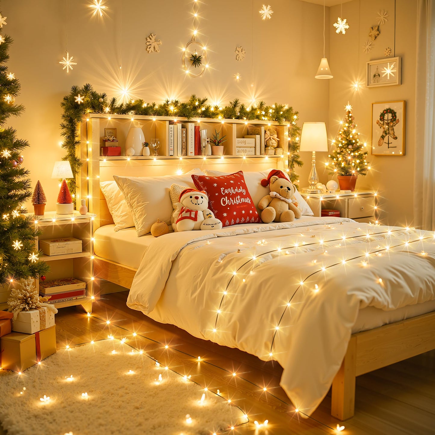 Larkvue 492Ft 1500 Leds String Lights With Remote  Dimmable 8 Modes Timer & Memory Function Fairy Rope Light For Christmas Tree Party Decor-Warm White