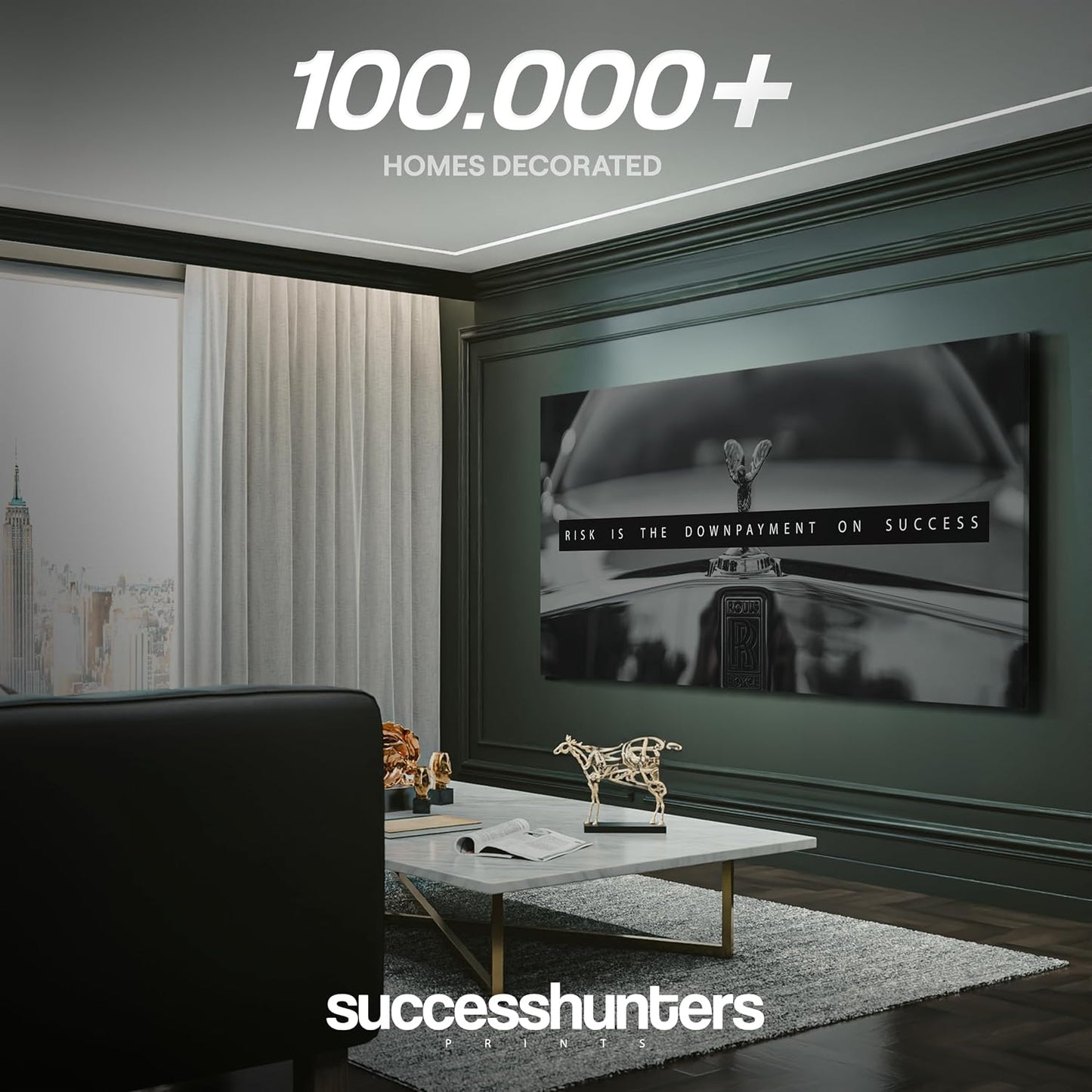 Motivational Wall Art for Office, Super Car Art Canvas, Inspirational Automotive Decor for Rolls Royce Sportscar Lovers, Motivational Wall Decor for Office and Home, Inspiring Car Poster (30 X 15 in)