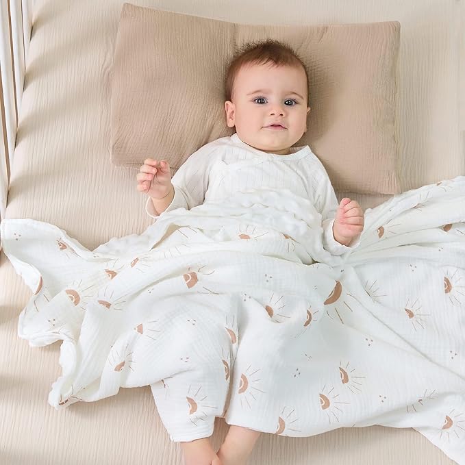 JELLYMONI 4 Pack Muslin Toddler Pillowcase for 13x18 Pillow, 100% Cotton Baby Pillow Case Cover for Bed, Toddler Cot and Travel, Soft & Breathable Baby Kids Envelope Pillowcase, No Pillow