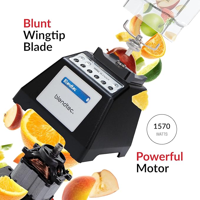 Blendtec Total Classic Original Blender, 90 oz WildSide+ Jar, 24 oz Twister Jar, and Spectacula Spatula - Black