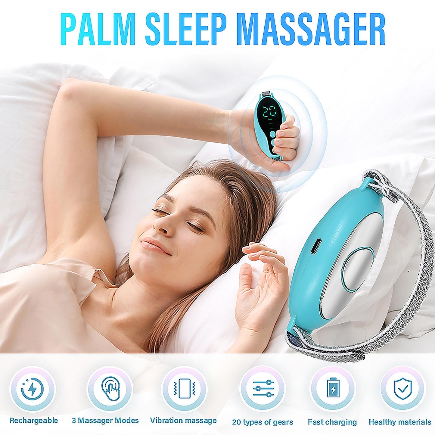 MEDAMOC Sleep Aid Device, 3 Modes Palm Sleep Massage Handheld Microcurrent Anxiety Device Insomnia Relief