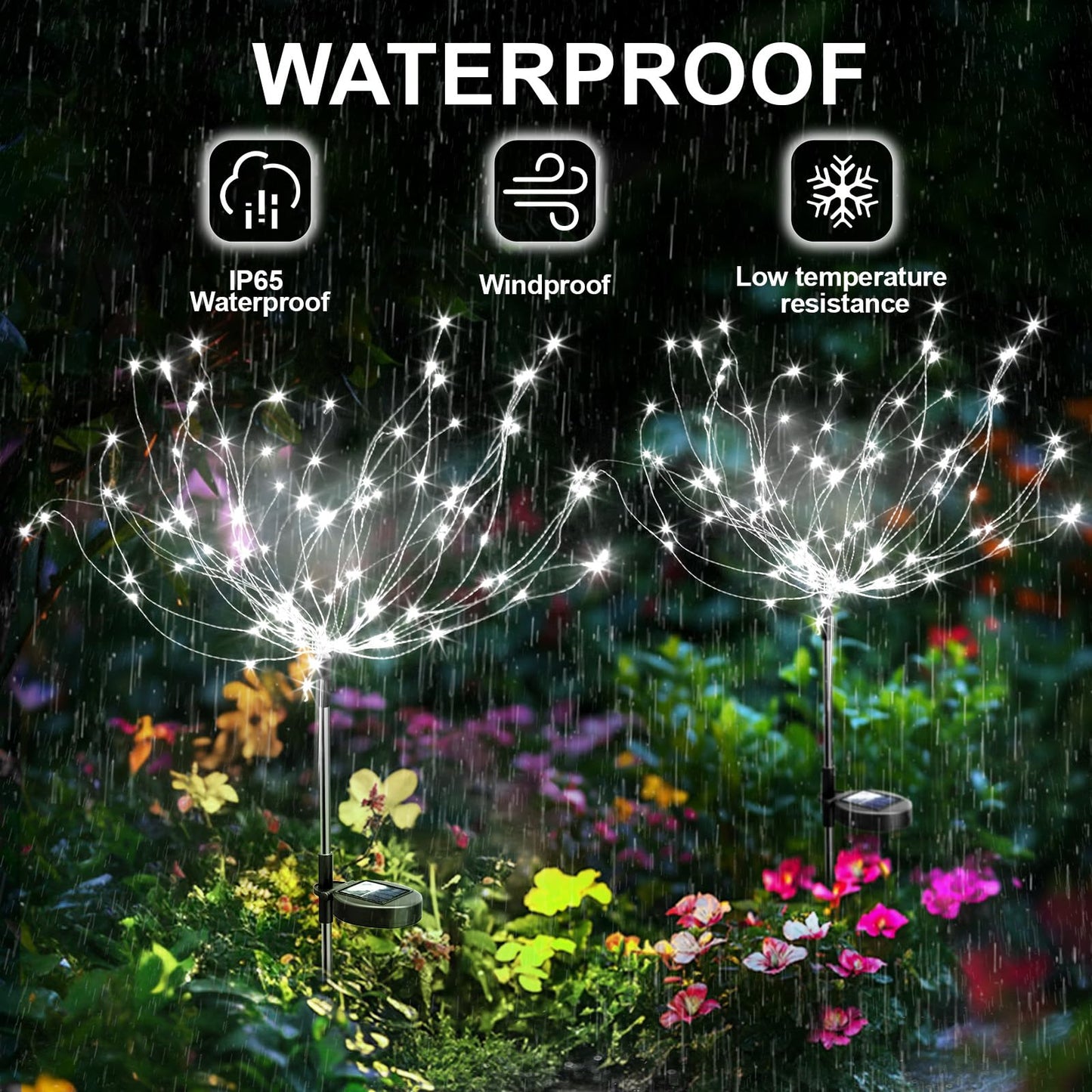 Anordsem Solar Garden Lights Outdoor: Bendable Copper Wire 120 Led Firework Beads White 4 Pack - Waterproof Diy Bright Decorations For Patio Pathway Patio - Gardening Gift For Homeowner Women