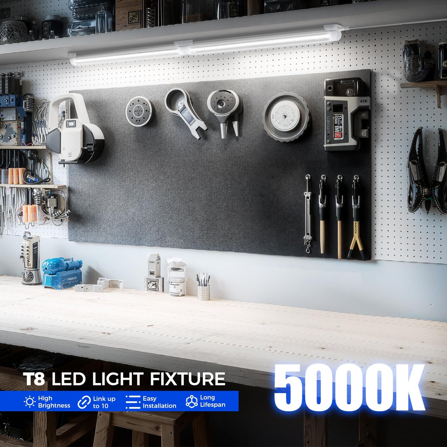 Barrina LED Shop Light 5000K 25W 3450LM 1.5FT T8 Under Cabinet Lighting, Linkable, 2 Packs