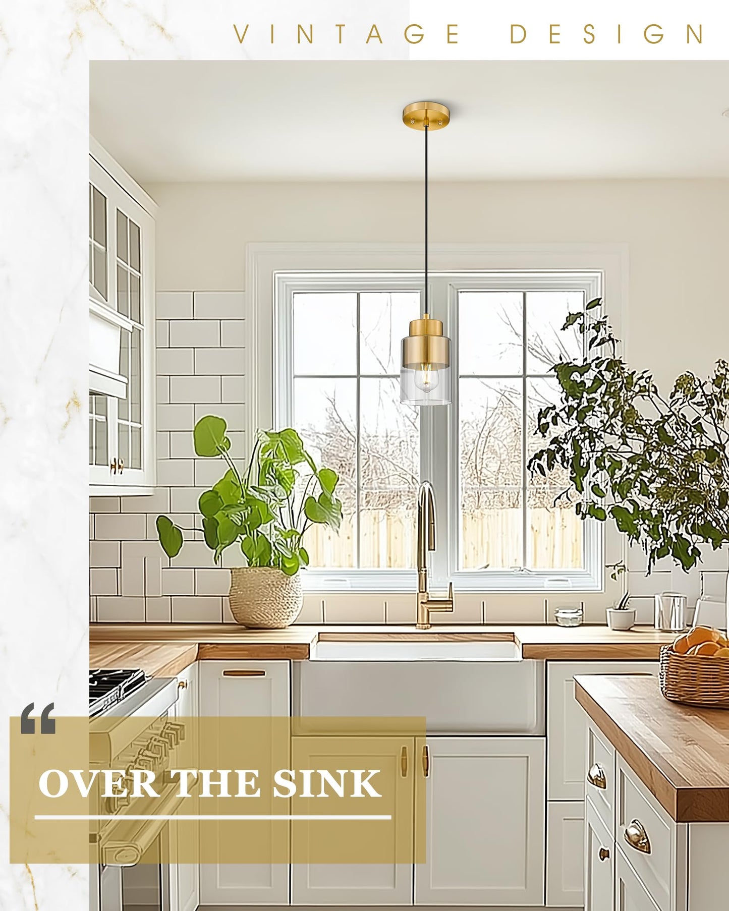 Audickic 2-Pack Pendant Lights Kitchen Island  Brushed Gold Dual Shade Hanging Lights Fixtures With Metal And Clear Glass  Brass Kitchen Pendant Lighting Over Island For Dining Room  Ad-24022-1P2-Gd