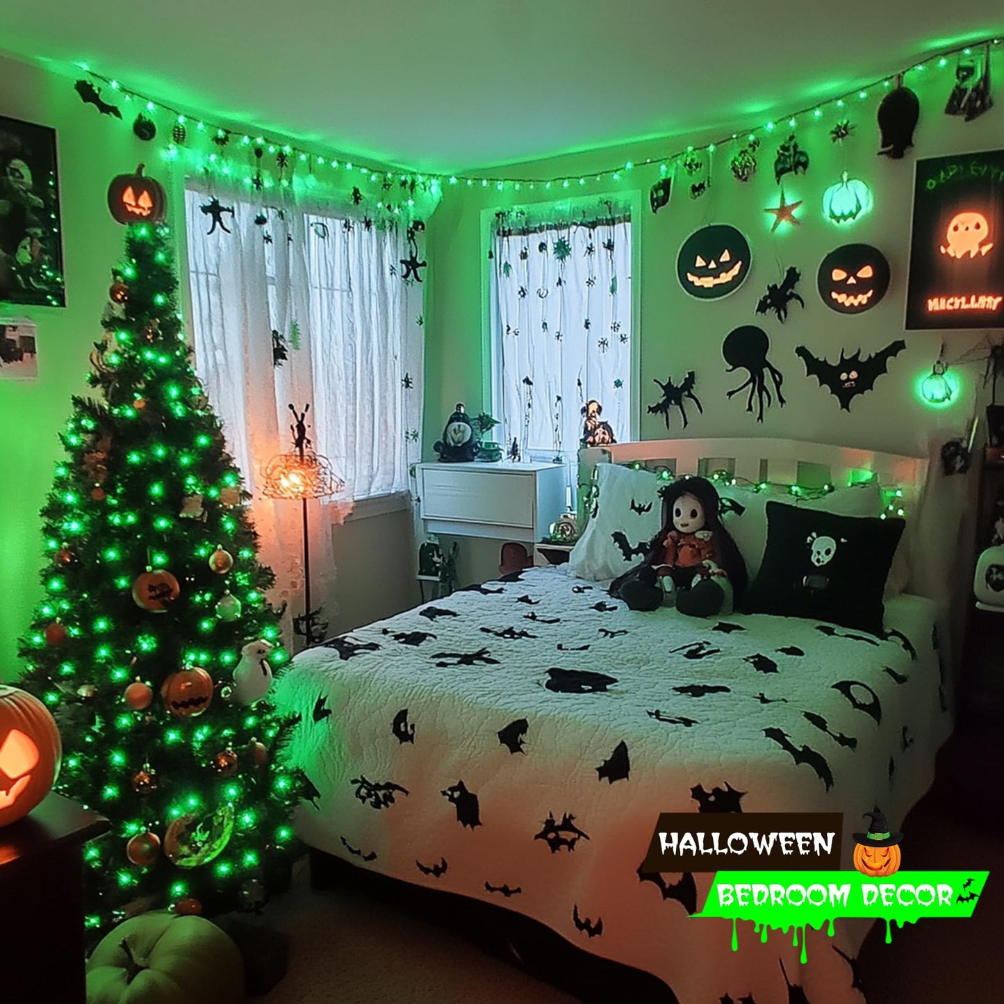 JMEXSUSS LED Christmas String Lights, 173ft, 500 Waterproof Green Lights, 8 Modes, Model EXS-S-0500, Ideal for St. Patricks Day Decoration