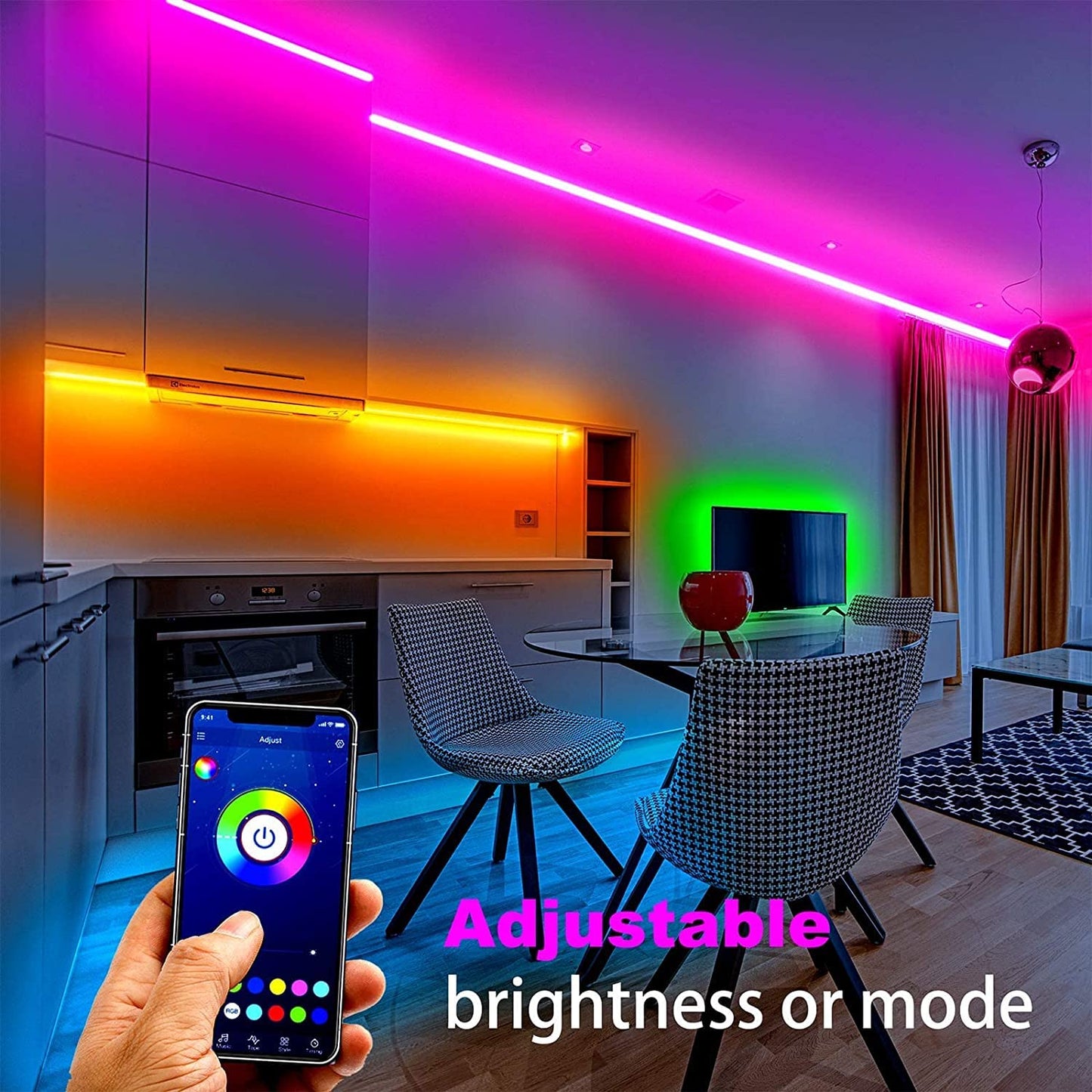 Dalattin Led Strip Lights 200Ft, Bluetooth Control, Color Changing, Music Sync, Multicolor, Vinyl Material, Aacf0241520W-Jaus0