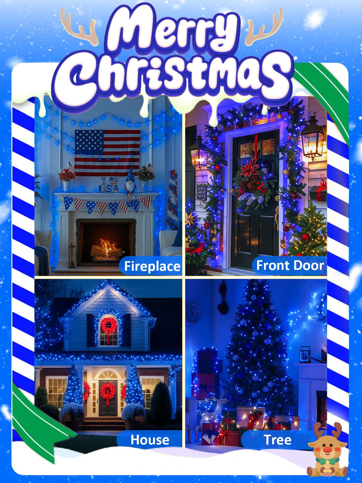 Voice Controlled Smart Christmas Lights Outdoor  75.8Ft 200 Led Extendable String Lights With 7 Voice Commands  12 Modes & Timer  Waterproof Christmas Decorations For Party Tree Garden (Blue)