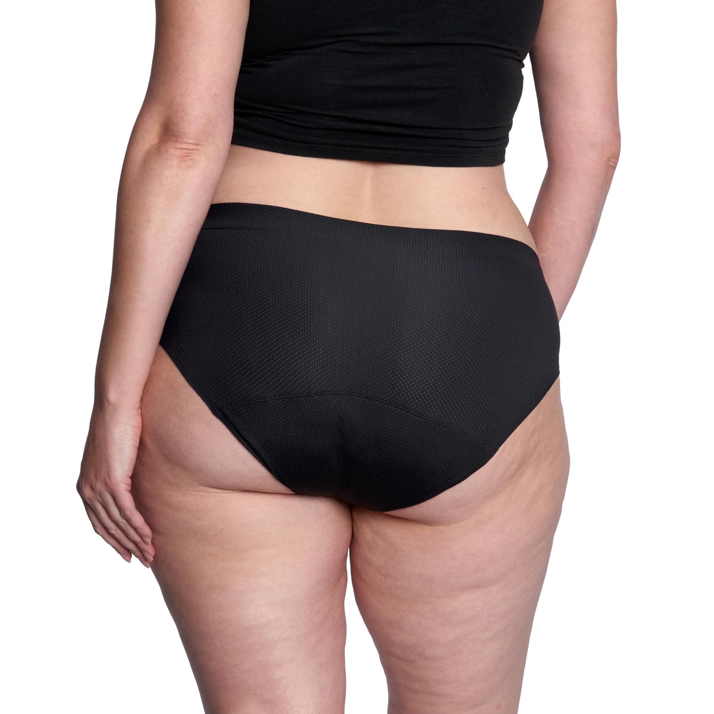 THINX Period Underwear, Breathable Hip Huggers, Holds Up to 12 Regular Tampons*, Period Panties, All-Day Absorbency Menstrual Underwear for Women, Reusable, 1 Pack, S Black