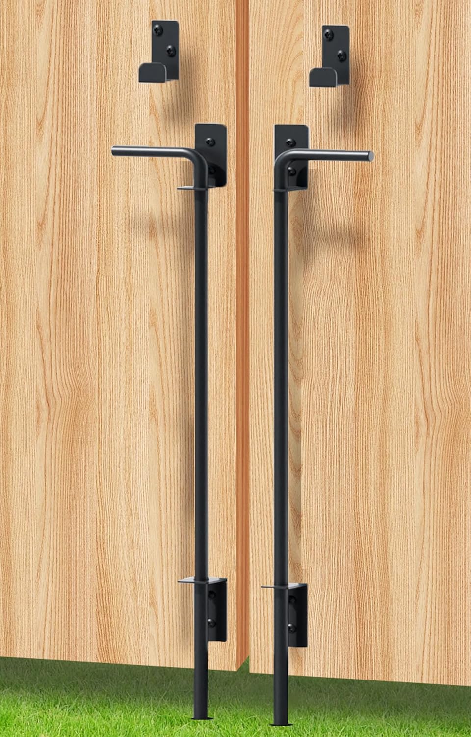 Cane Bolt Heavy Duty Gate Drop Rod 36 Inch Metal Gates Stopper for Wood PVC Vinyl Metal Fences Gates, Gate Ground Latches, Black Finish(2 Pack)