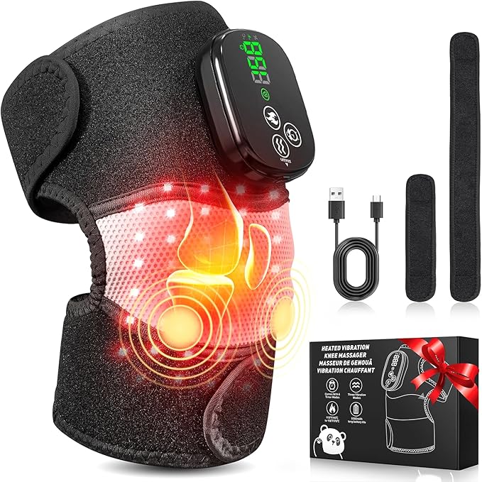 VIYACHY Knee Massager with Heat & Vibration, Heated Knee Brace for Relaxation, Cordless Electric Heating Pad for Knee, Elb...