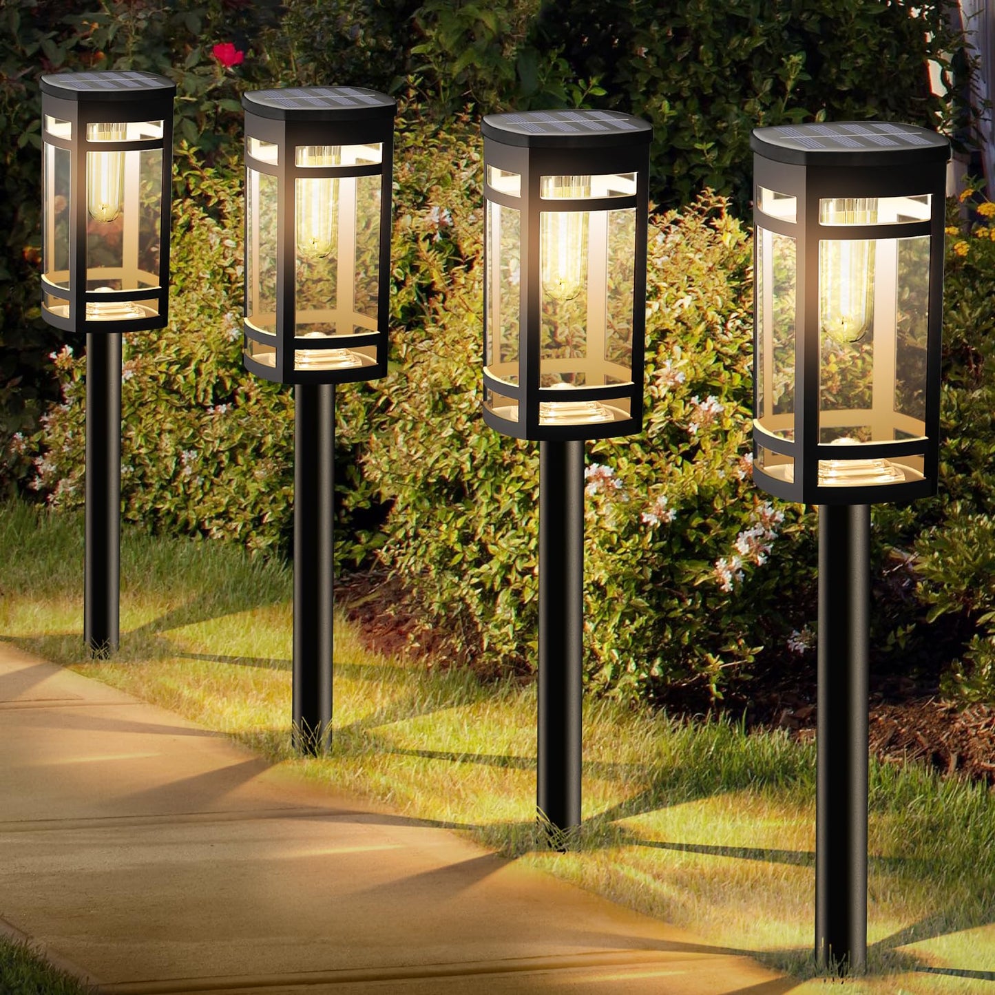 Excmark 8 Pack Solar Lights Outdoor Waterproof For Garden Pathway Walkway Driveway Yard Lawn Decorative Landscape Lighting. (Warm White Light  8)