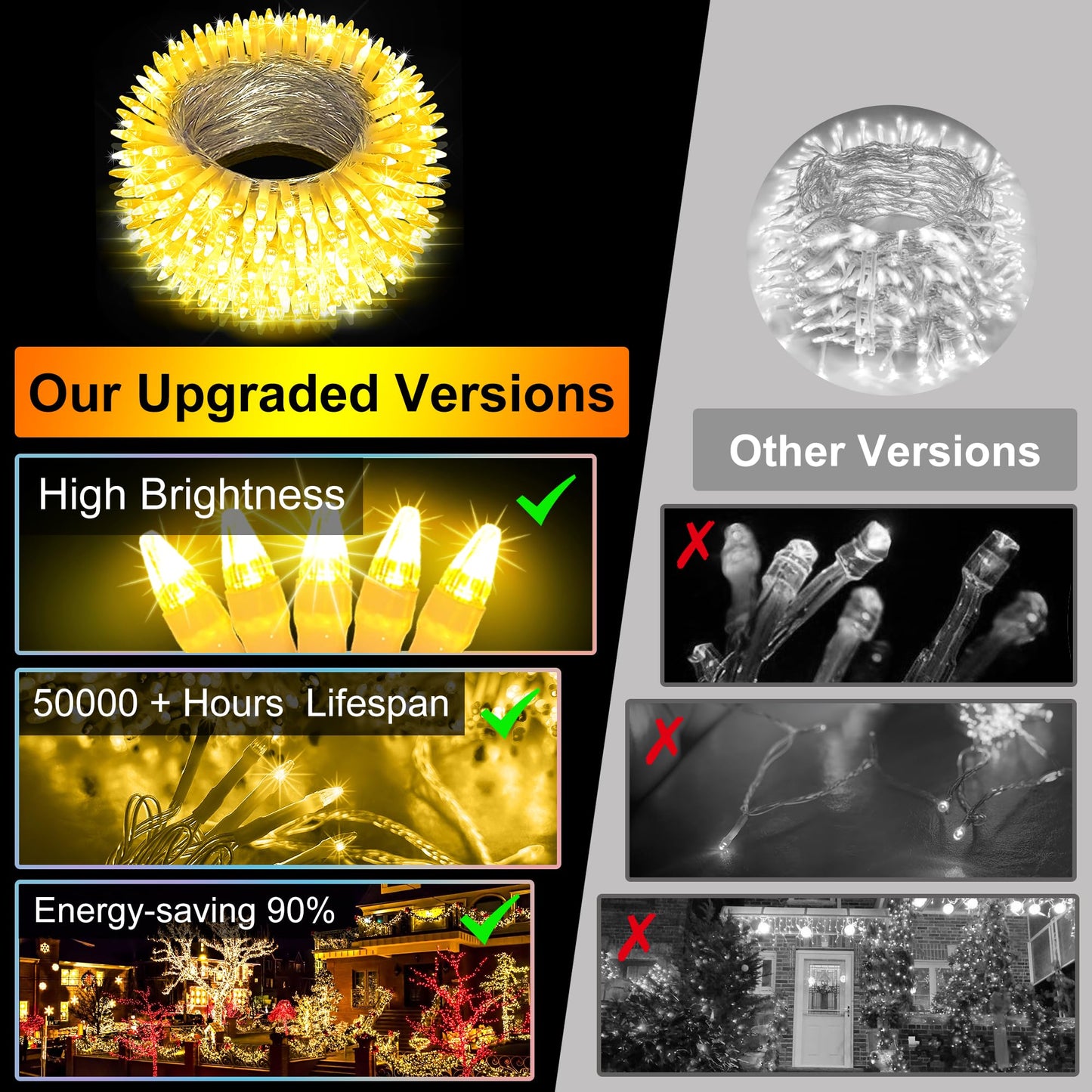 Xikengshq 1500 Led Christmas Lights Outdoor Use  470Ft 12 Modes Warm White Led String Lights With Timer Dimmable  Waterproof Christmas Lights For Tree Xmas Patio Yard Fence Balcony Garden Decorations