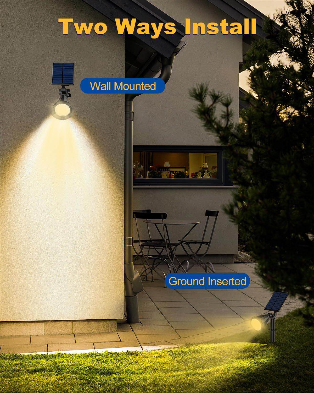 Fratink Solar Spot Lights Outdoor  10 Pack Outdoor Solar Lights For Yard  4 Lighting Mode Solar Landscape Spotlights With Auto On/Off  2-In-1 Waterproof Wall Lights For Garden  Walkway (Warm White)