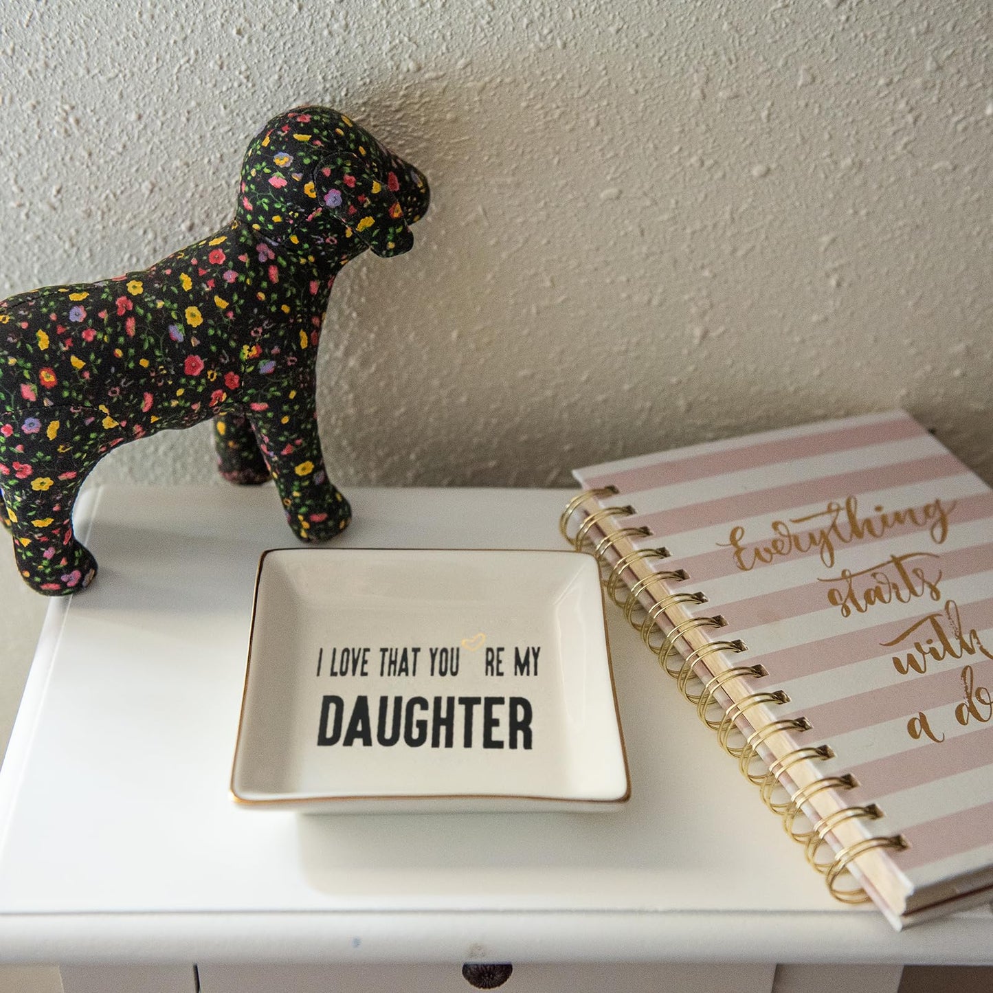 HOME SMILE Daughter Birthday Christmas Gifts from Mom Ceramic Ring Dish Jewelry Tray -I Love That You are My Daughter