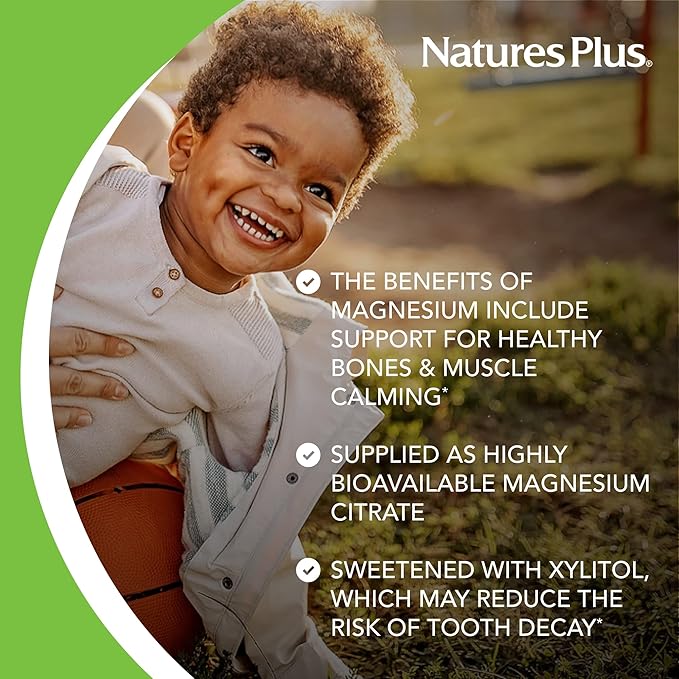 NaturesPlus Animal Parade MagKidz, Natural Cherry Flavor - 90 Animal-Shaped, Chewable Tablets - Pack of 3 - Bone & Muscle Health Support - Non-GMO, Vegan, Gluten Free, Sugar Free - 135 Total Servings