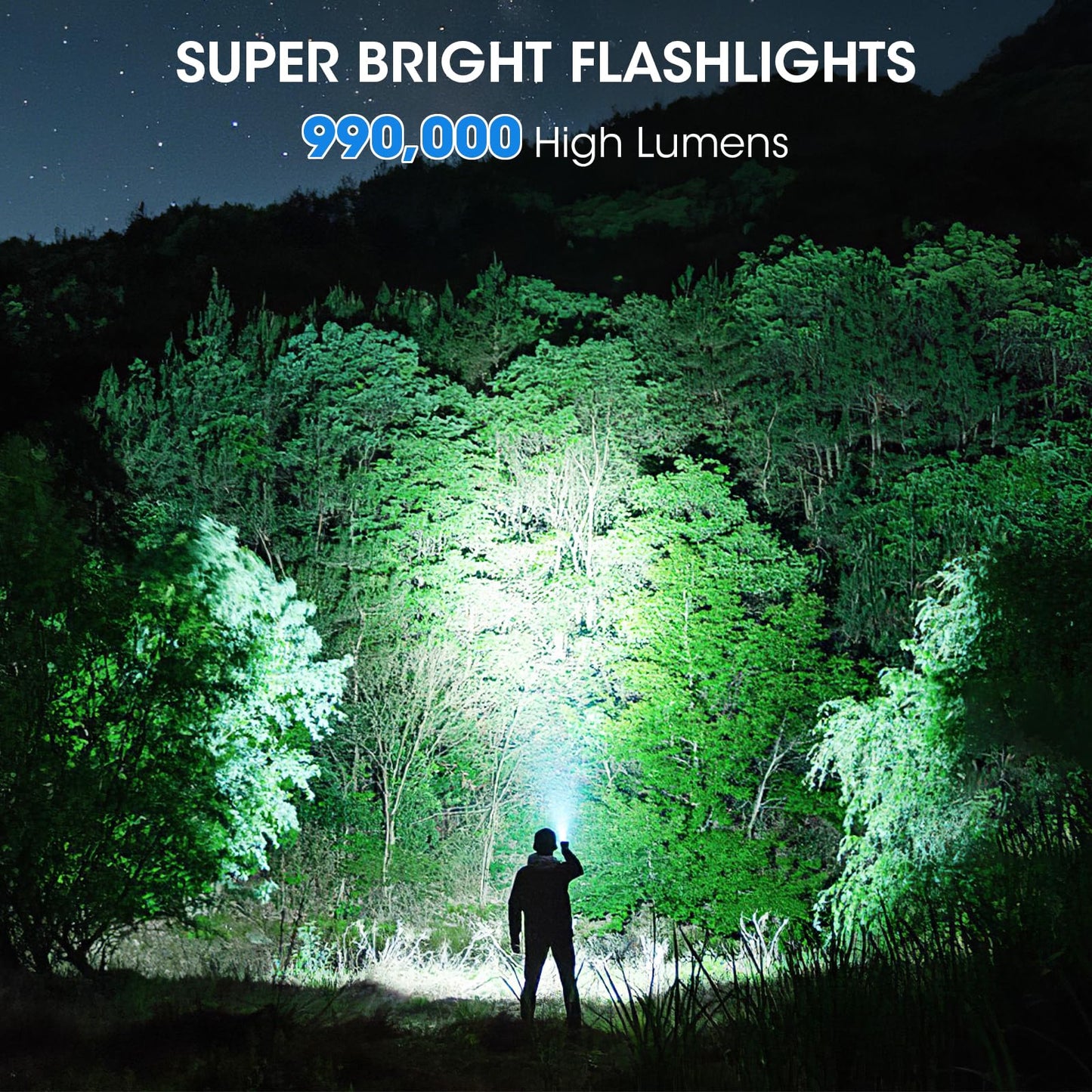 ALSTU Rechargeable Flashlight 99,000LM LED Super Bright Waterproof Handheld L-3P Black Model M082
