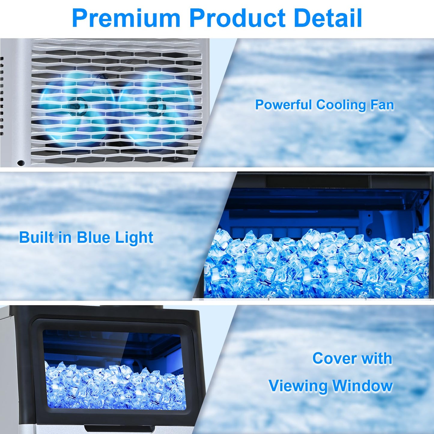 Amzgachfktch Ice Maker 100lbs/24H, Commercial Ice Maker Machine with 2 Water Inlet Modes, Ice Machine with 22lbs Storage, Auto Self-Cleaning, Under Counter Ice Maker for Home/Office/Shop/Bar