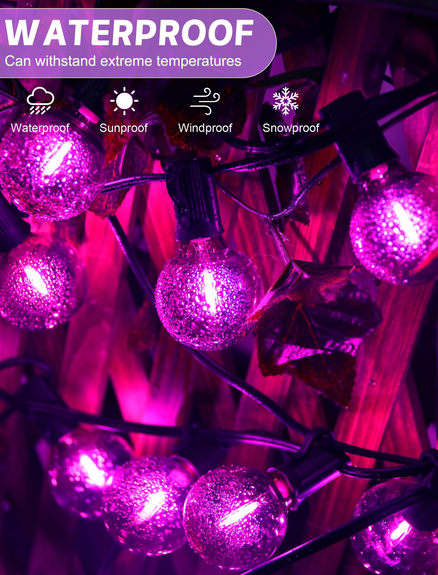 Sunsgne G40 Led Purple Lights Outdoor  25 Feet Halloween Purple String Lights With 25 Count Bulbs For Halloween Thanksgiving Indoor Outdoor Party Festival Haunted House Decor