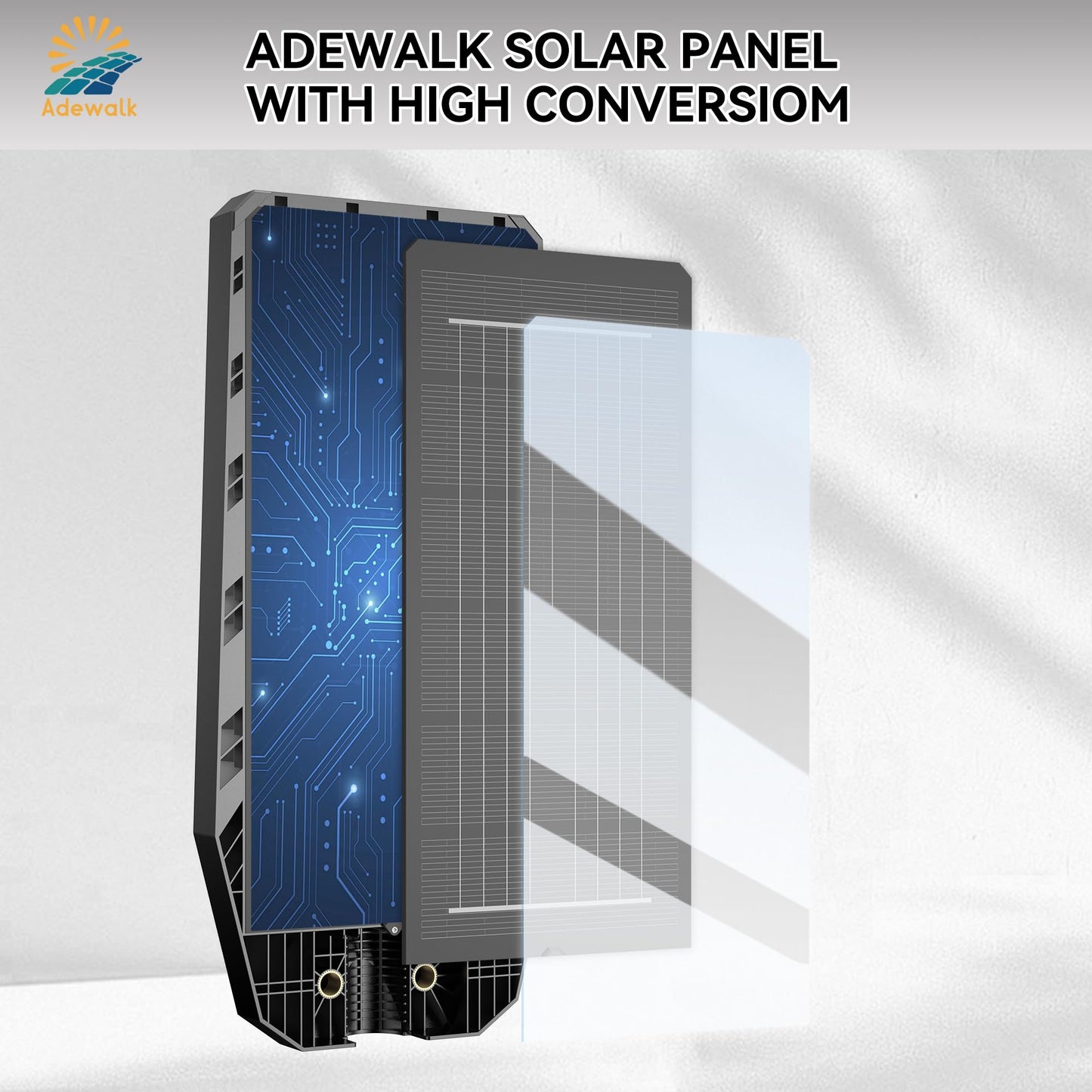 Adewalk 6000W Solar Lights Outdoor Motion Sensor LED Flood Light, 7000K Cool White, 2 Pack, Model TW001, Waterproof for Garden Pathway