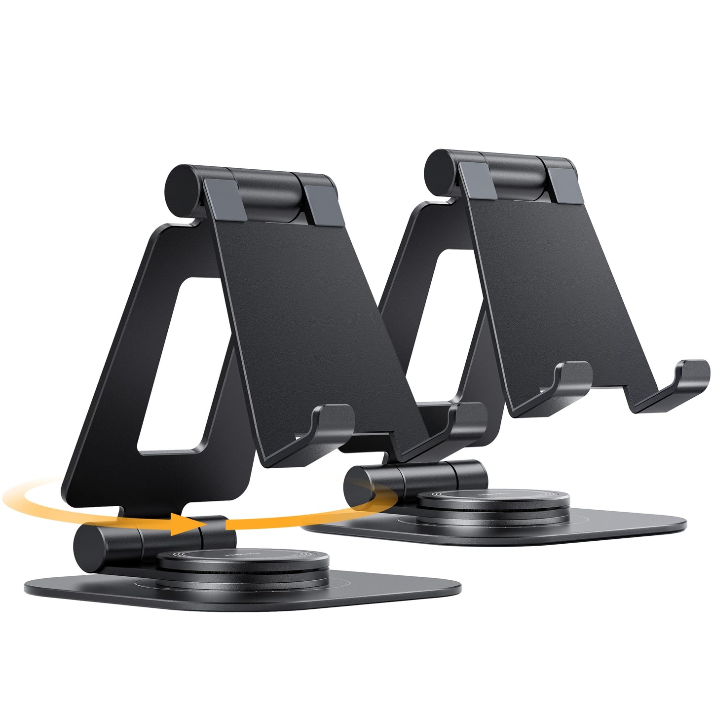Nulaxy 2-Pack 360 Rotating Phone Stand, Fully Adjustable Foldable Phone Holder, Aluminum Desktop Cradle With Anti-Slip Base, Off