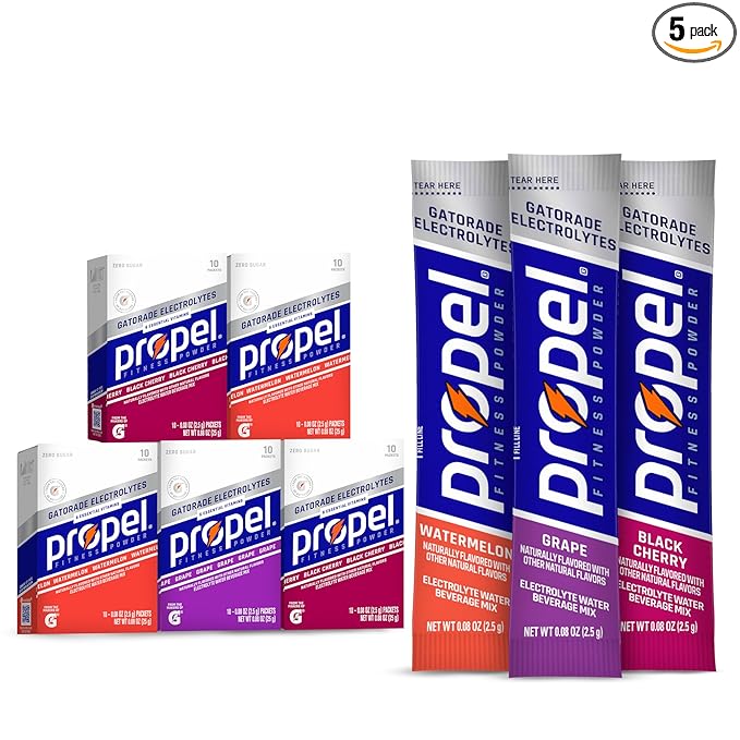 Propel Electrolyte Enhanced Water Drink Mix Powder Packets, 3 Flavor Variety Pack, Zero Calorie & Zero Sugar Hydration wit...