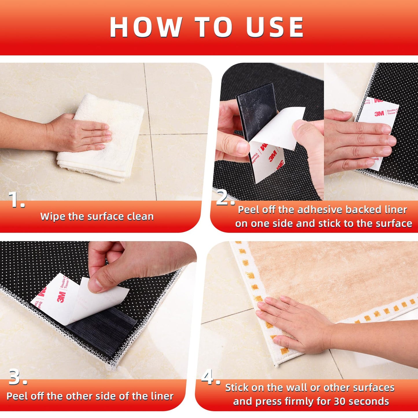 Hook and Loop Tape (1in×4in), Heavy Duty Adhesion Strip, Slef Adhesive Interlocking Tape, Back Adhesive Mounting Strips, Reclosable Sticky Back Interlocking Nylon Picture Hanging Strips