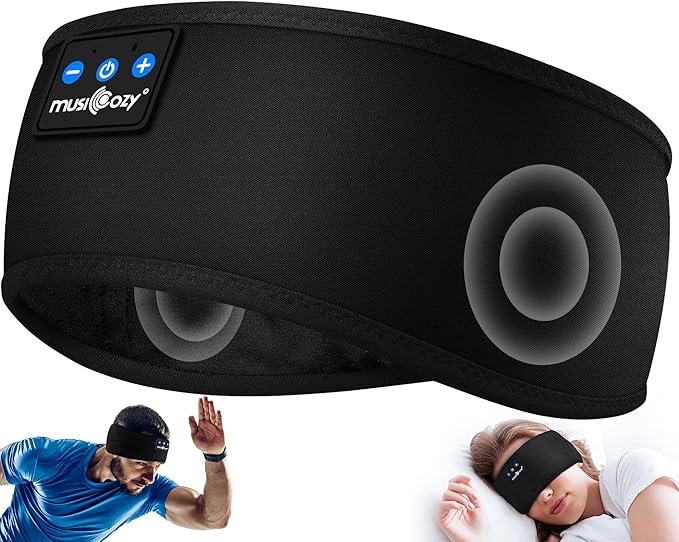 MUSICOZY Sleep Headphones Bluetooth 5.4 Headband, Sports Wireless Earphones Sweat Resistant Earbuds Sleeping Headphone wit...