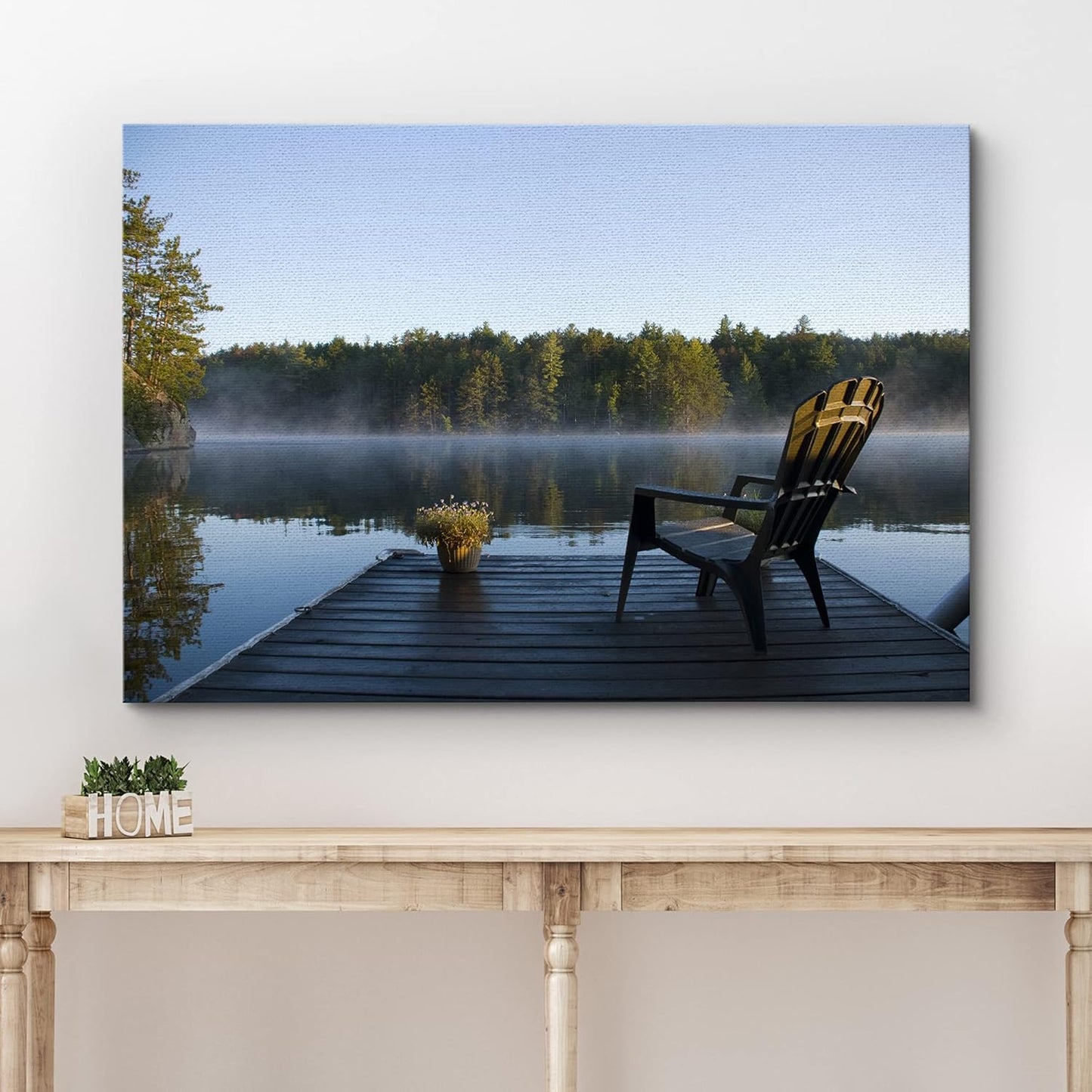 wall26 Canvas Print Wall Art View of The Lake at Dawn Nature Wilderness Photography Realism Rustic Scenic Relax/Calm Multicolor Zen Colorful for Living Room, Bedroom, Office - 32"x48"
