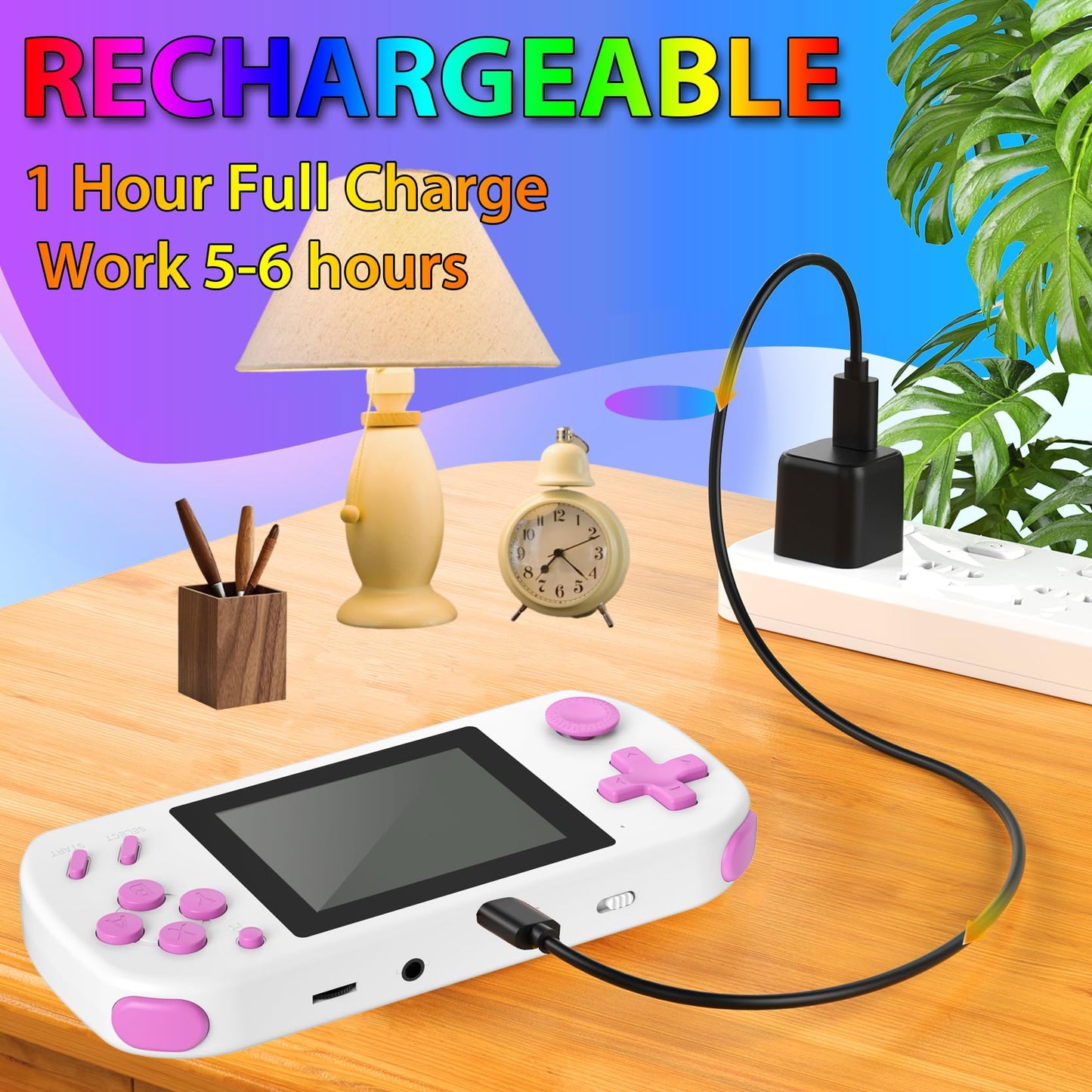 TEBIYOU Handheld Games for Kids Built-in 218 Video Games, Portable Kids Travel Toys for Ages 4-13 with Rechargeable Battery 3.0" HD Screen, Mini Gaming Player Birthday Gifts for Boys Girls (White)