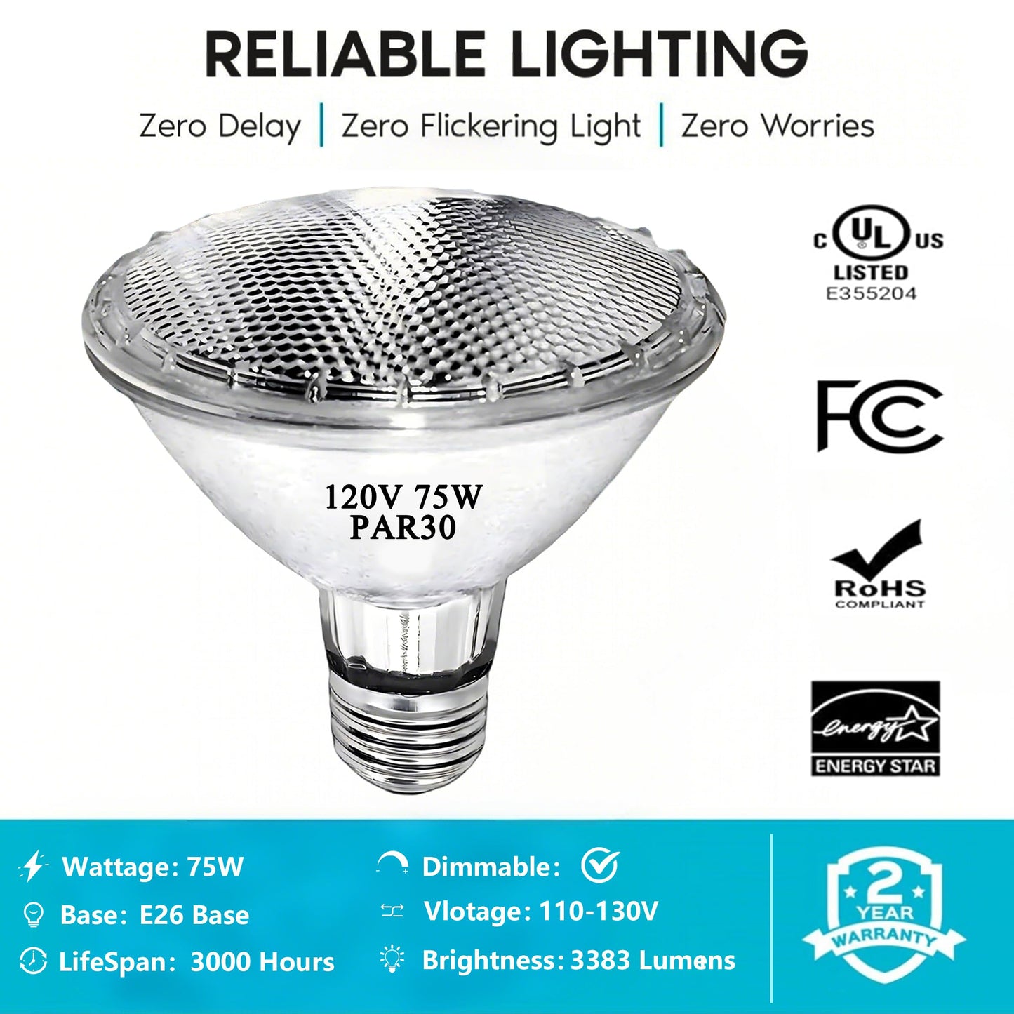 Misdood Par30 Short Neck Halogen Flood Light Bulbs  120V 75W Par30 Light Bulb  Dimmable  High Output  E26 Medium Base  2700K Warm Lighting  3000 Hours For Recessed Light Bulb(6 Pack)