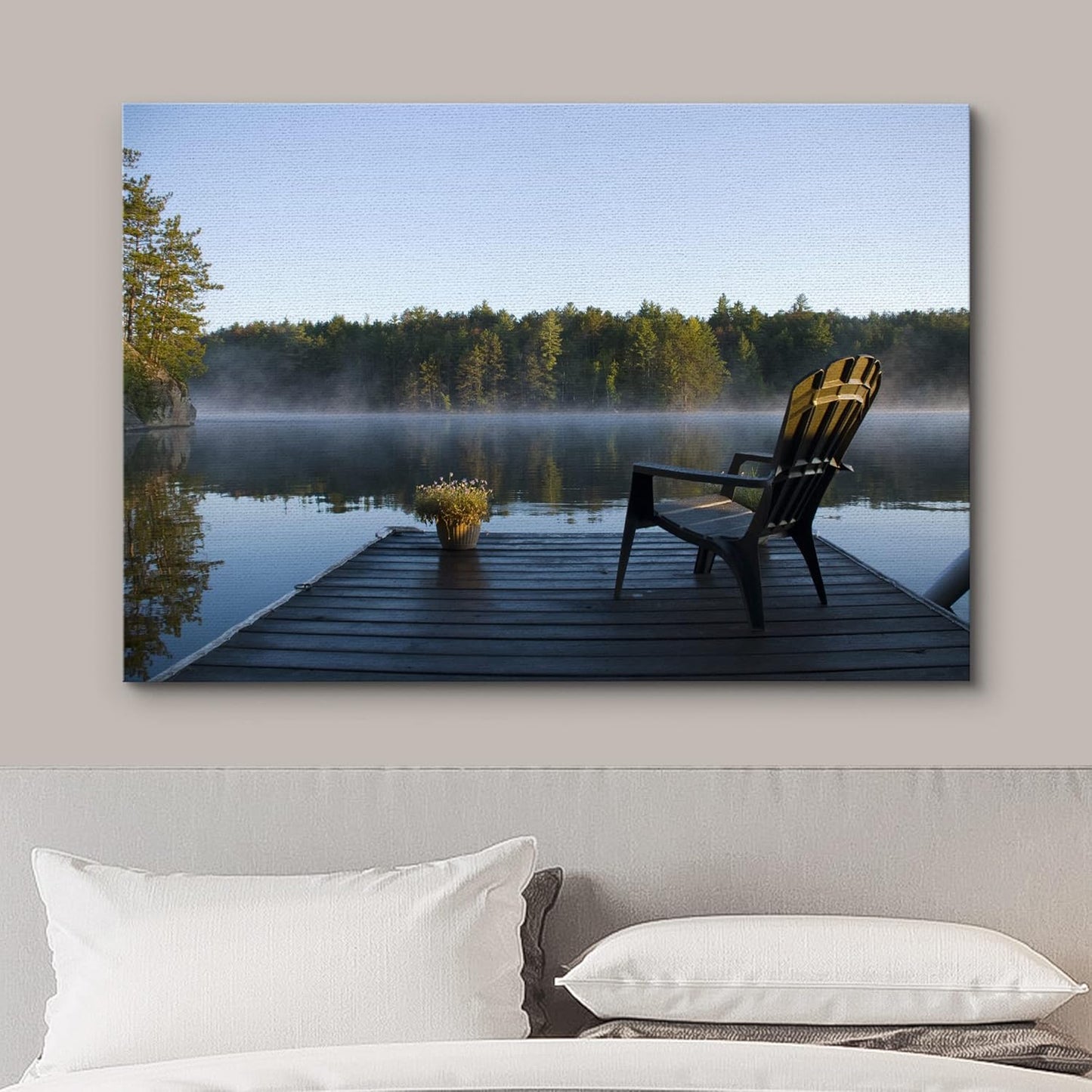 wall26 Canvas Print Wall Art View of The Lake at Dawn Nature Wilderness Photography Realism Rustic Scenic Relax/Calm Multicolor Zen Colorful for Living Room, Bedroom, Office - 16"x24"