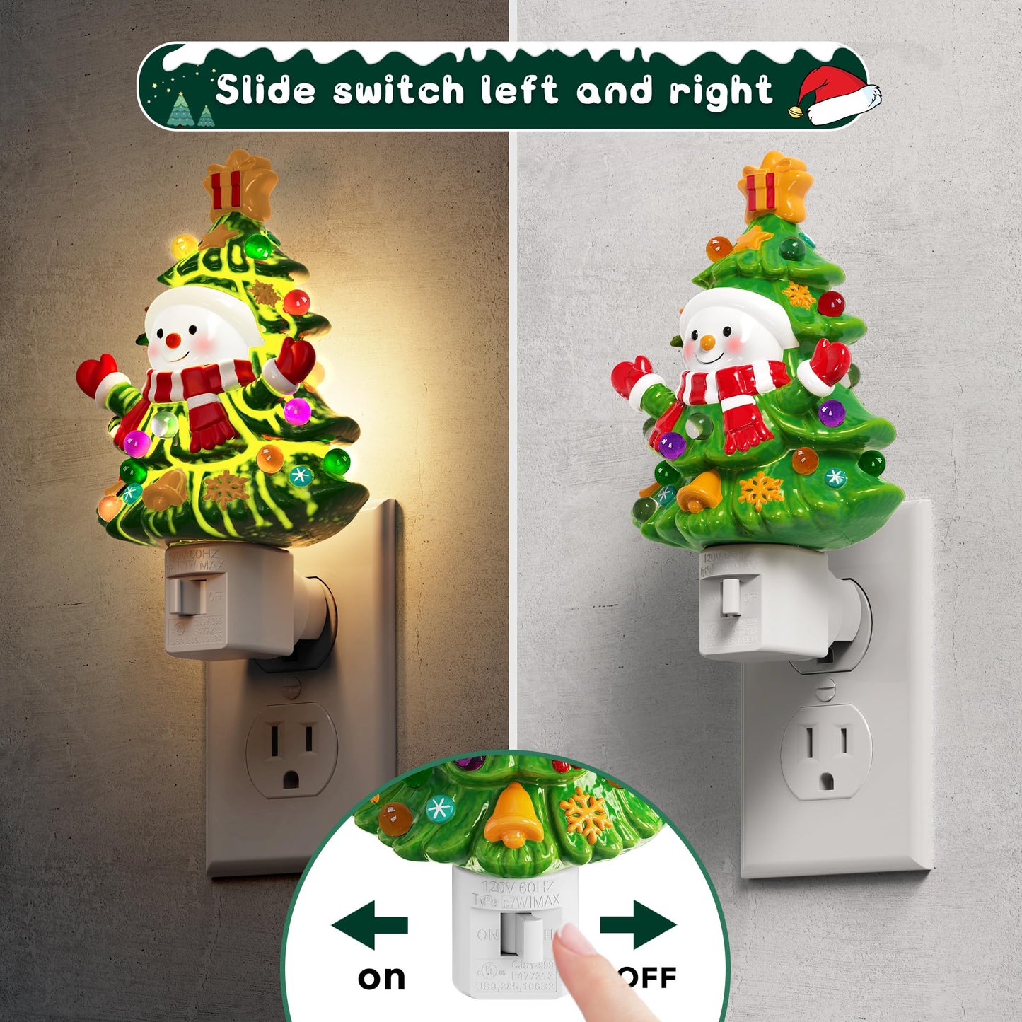 L Lohas Led Christmas Tree & Snowman Night Light  3000K Warm White Plug-In Night Light  Cute Resin Holiday Decor With 360?Rotatable Plug For Kids Room  Party & Home  1 Pack