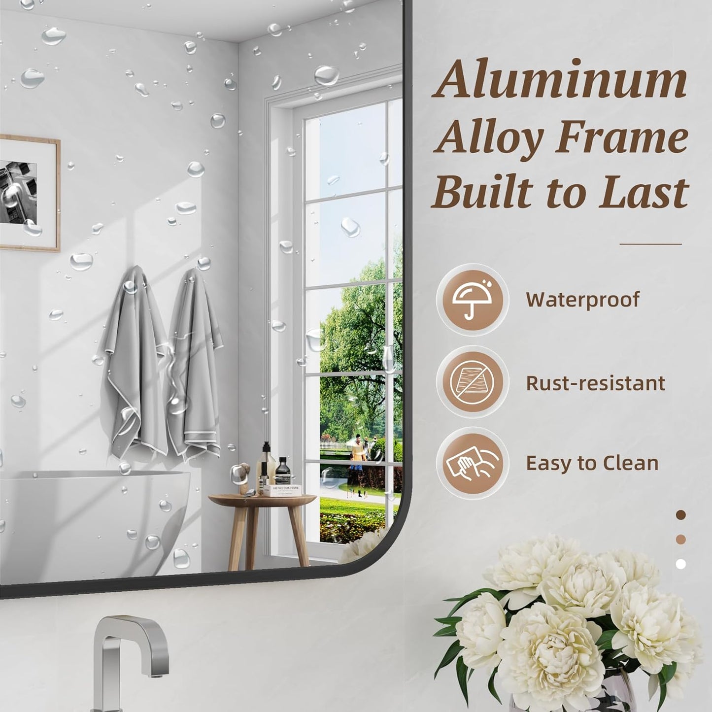 Bathroom Mirror 55" x 36", Large Rectangle Wall Mirror, Black Metal Frame Wall Mounted Mirrors for Bathroom, Vanity, Bedroom, Entryway Decor(Horizontal/Vertical)