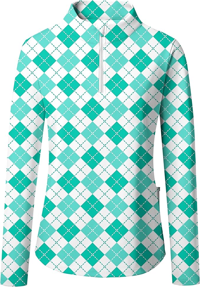 M MOTEEPI Womens Golf Shirt Long Sleeve Athletic Quarter Zip Pullover Sun Protection with Pocket