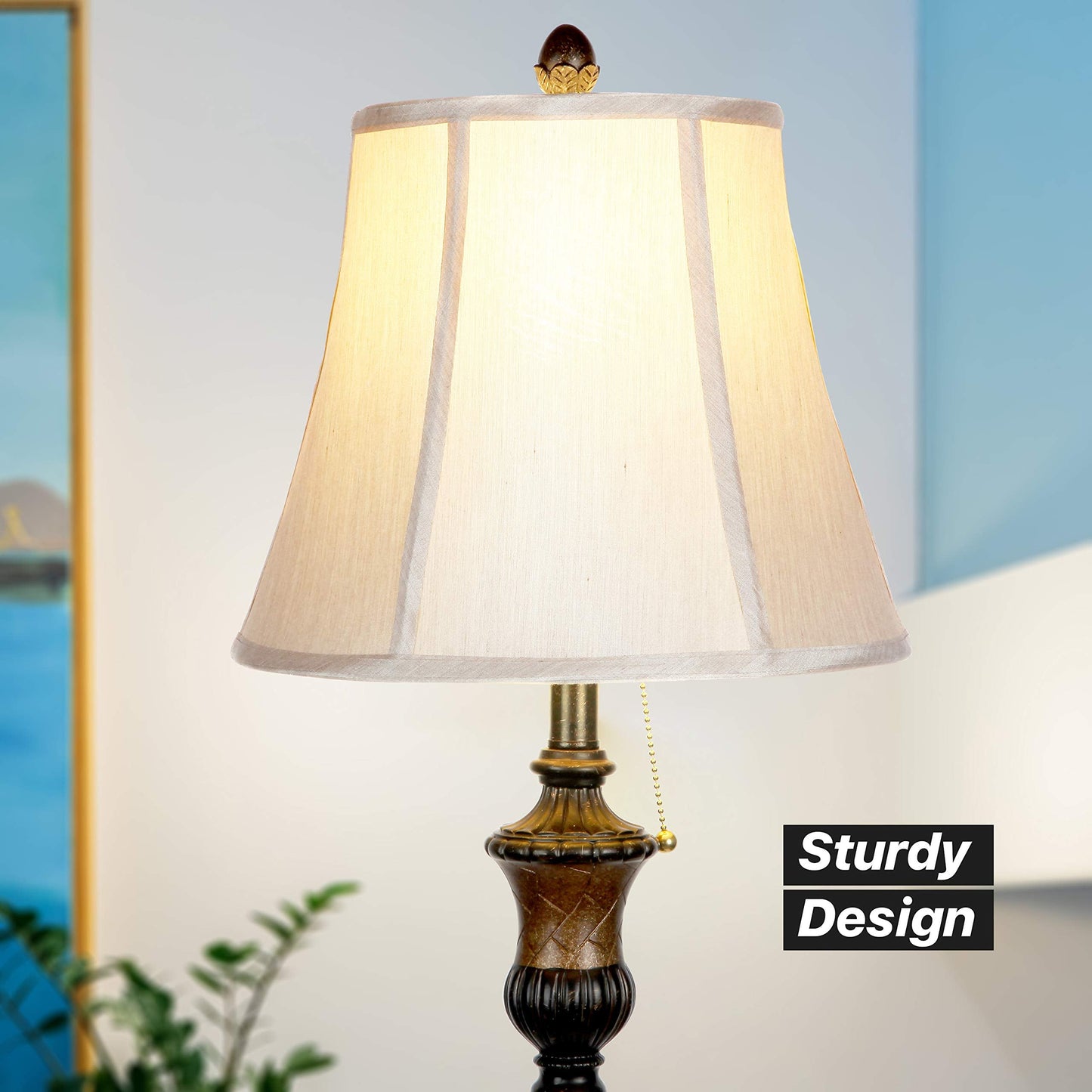 Brightech Sophia Led Floor Lamp - Mid Century Modern Bronze Design With Fabric Shade For Bedroom, Living Room & Office - Model Fl-Sphia-Bnz