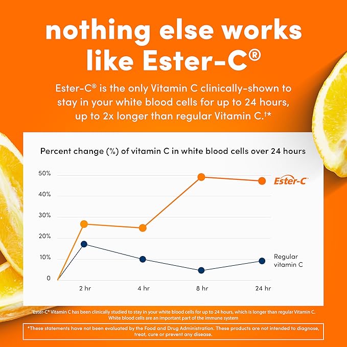 American Health Ester-C with Citrus Bioflavonoids Capsules - Gentle On Stomach, Non-Acidic Vitamin C - 500 mg, 60 Servings, 120 Count