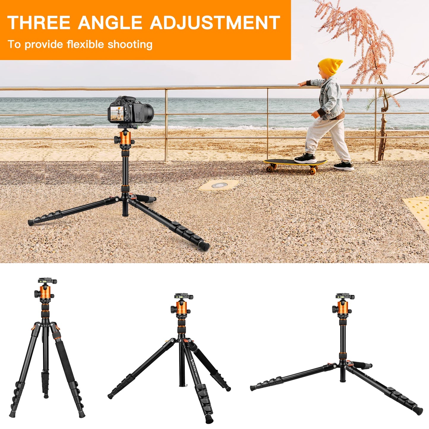 82" Tall Camera Tripod Heavy Duty, Victiv Aluminum DSLR Tripod Monopod for Photography Travel, Professional Camera Stand for Spotting Scope Telescope Binocular